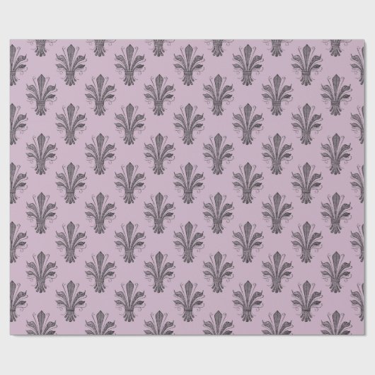 Mauve and Grey Antiek Fleur de Lis Paris Pattern Cadeaupapier (Vlak)