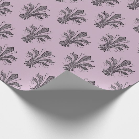 Mauve and Grey Antiek Fleur de Lis Paris Pattern Cadeaupapier (Hoek)