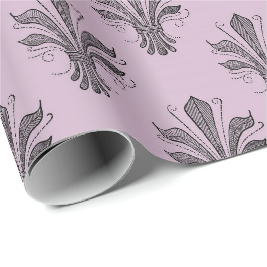 Mauve and Grey Antiek Fleur de Lis Paris Pattern Cadeaupapier (Rol Hoek)