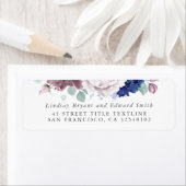 Mauve and Navy Blue Floral Wedding Label (Insitu)