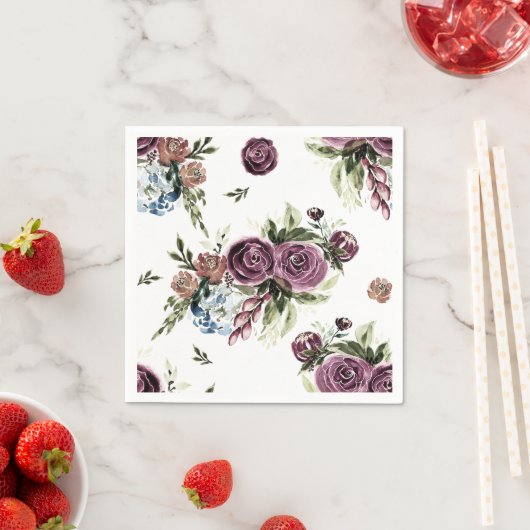 Mauve and Olive  Floral Napkins Servet (Insitu)