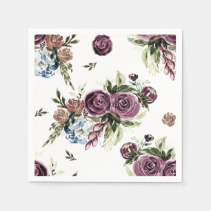 Mauve and Olive  Floral Napkins Servet