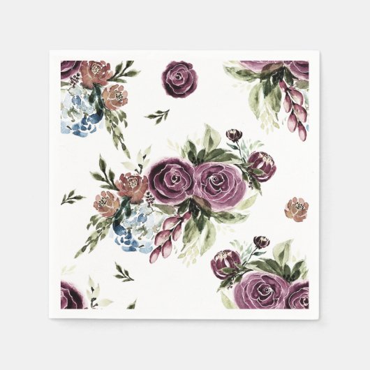 Mauve and Olive  Floral Napkins Servet (Voorkant)