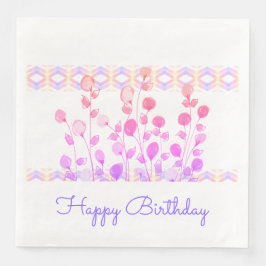 Mauve and Pink Flowered Paper Dinner Napkins Servet