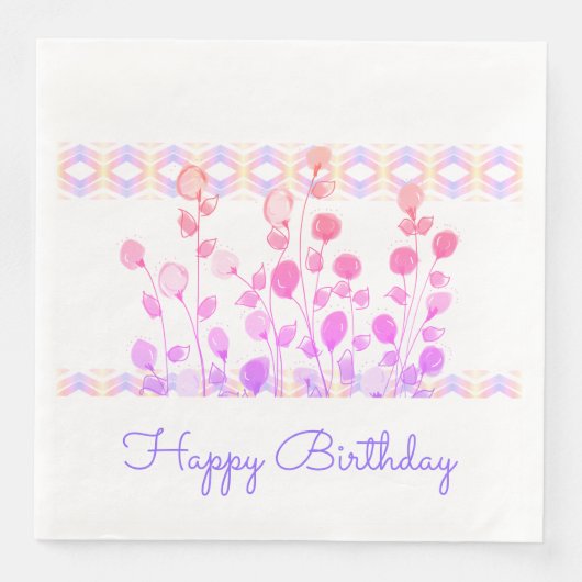 Mauve and Pink Flowered Paper Dinner Napkins Servet (Voorkant)