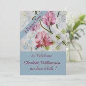 Mauve and Pink Waterverf Floral Birthday Kaart (Staand voorkant)