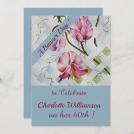 Mauve and Pink Waterverf Floral Birthday Kaart