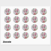 Mauve and Pink Waterverf Floral Ronde Sticker (Vel)