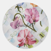 Mauve and Pink Waterverf Floral Ronde Sticker (Voorkant)