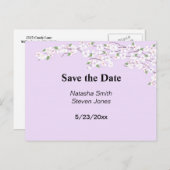 Mauve and White Blossom Save the Date Aankondigingskaart (Voorkant / Achterkant)