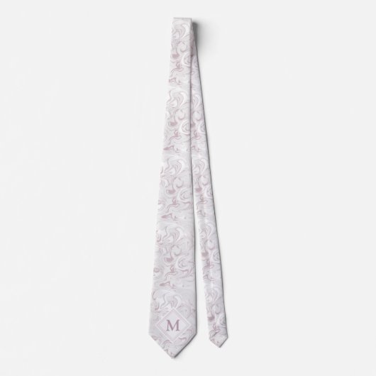 Mauve and White Marble kijk met Diamond Monogram Stropdas (Voorkant)