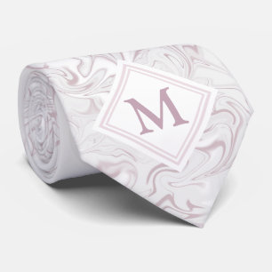 Mauve and White Marble kijk met Diamond Monogram Stropdas