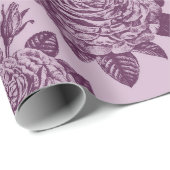 Mauve Antiek Roos Patroon Cadeaupapier (Rol Hoek)