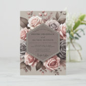 Mauve Antique Bloom Bruiloft Kaart (Staand voorkant)