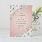Mauve Aqua Ranunculus Eucalyptus Bruiloft Kaart (Staand voorkant)