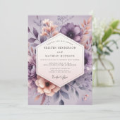 Mauve Aquarel Bloem Bruiloft Kaart (Staand voorkant)