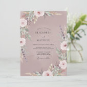 Mauve Aquarel Ranunculus Bruiloft Kaart (Staand voorkant)