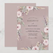 Mauve Aquarel Ranunculus Bruiloft Kaart (Voorkant / Achterkant)