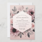 Mauve Ash Botanical Wedding Kaart (Voorkant)