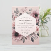 Mauve Ash Botanical Wedding Kaart (Staand voorkant)
