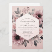 Mauve Ash Botanical Wedding Kaart (Voorkant / Achterkant)