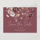 Mauve Autumn Floral Wedding Save the Date Briefkaart (Voorkant)