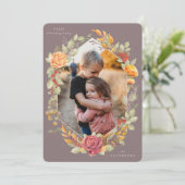 Mauve Autumnal Florals Thanksgiving fotokaart Feestdagenkaart (Staand voorkant)