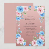 Mauve Azure Geschilderde Bruiloft Kaart (Voorkant / Achterkant)
