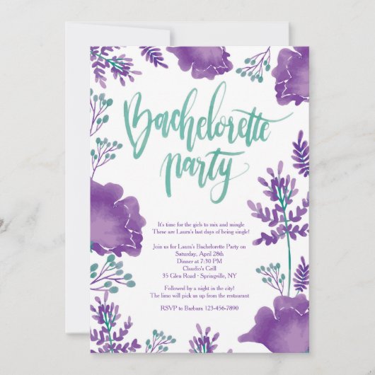 Mauve Bachelorette Party Invitation Kaart (Voorkant)