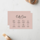 Mauve Bakkerij Cake Care Instructie Kaart Notitiekaartje (Voorkant / Achterkant in situ)