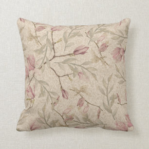 Mauve & Beige Floral Waterverf Patroon Kussen