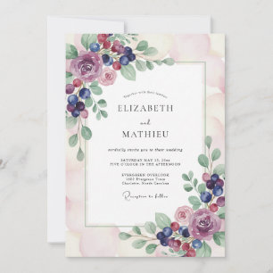 Mauve Bes Watercolor Bruiloft Kaart