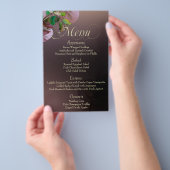 Mauve Bladerige Droom Bruiloftsmenu Flyer (Hand)