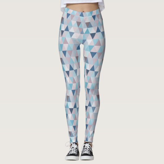 Mauve Blauwe Driehoeken C Leggings (Voorkant)