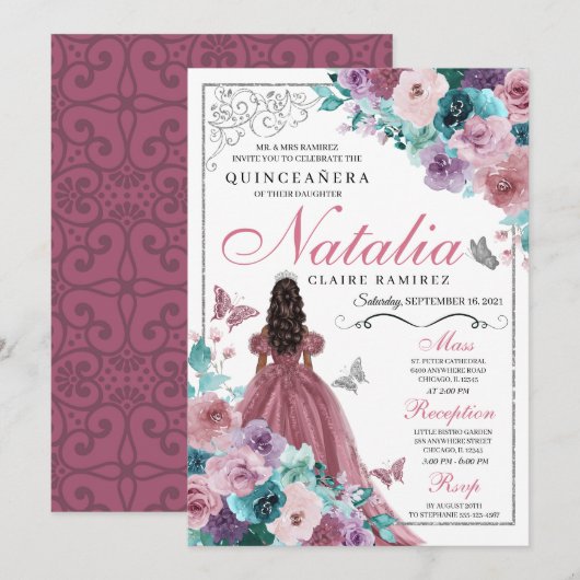 Mauve & Blauwgroen Oceaan Sunset Princess Quincean Kaart (Voorkant / Achterkant)