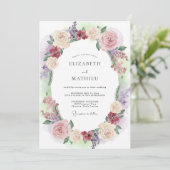 Mauve Bleke Blush Krans Bruiloft Kaart (Staand voorkant)