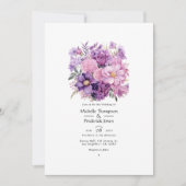 Mauve Bloemen Bruiloft Kaart (Voorkant)