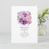 Mauve Bloemen Bruiloft Kaart (Staand voorkant)
