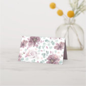 Mauve Bloemen Elegante Romantische Bruiloft Plaatskaartje (Achterkant)