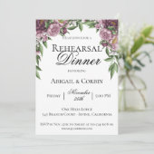 Mauve Bloemen repetitie diner uitnodiging (Staand voorkant)