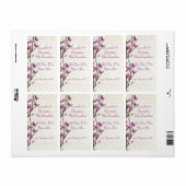 mauve bloemenbloesem bruiloft wijnfles etiket (Full Sheet)