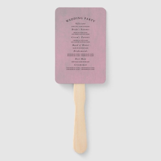 Mauve bloemenbruiloft handwaaier (Achterkant)
