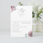 Mauve Bloemenbruiloft RSVP Kaartje (Staand voorkant)