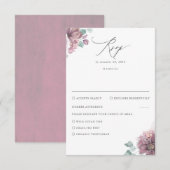 Mauve Bloemenbruiloft RSVP Kaartje (Voorkant / Achterkant)