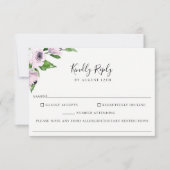 Mauve Bloemenbruiloft Voedsel Allergie RSVP-kaart RSVP Kaartje (Voorkant)