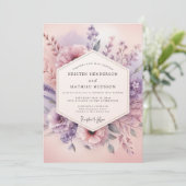 Mauve Bloemendroom Bruiloft Kaart (Staand voorkant)