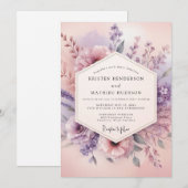 Mauve Bloemendroom Bruiloft Kaart (Voorkant / Achterkant)