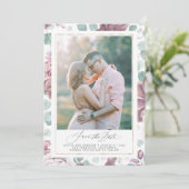 Mauve Bloemenfoto Bewaar de datumkaarten Kaart (Staand voorkant)