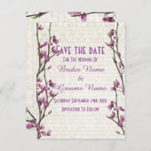mauve bloemenland stijl Sla de datum op Aankondigingskaart (Voorkant / Achterkant)