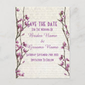 mauve bloemenland stijl Sla de datum op Aankondigingskaart (Voorkant)